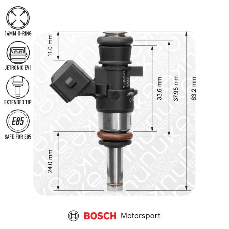 Bosch injector 1200cc, 38mm (EV14K), 4pcs flow matched